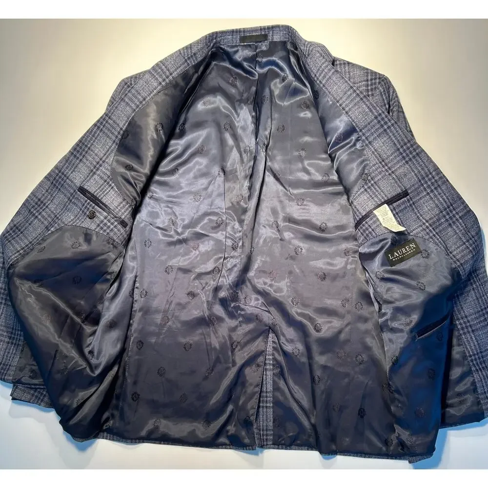 Lauren Ralph Lauren Men’s Blue Plaid Blazer Sport Coat Size 46R